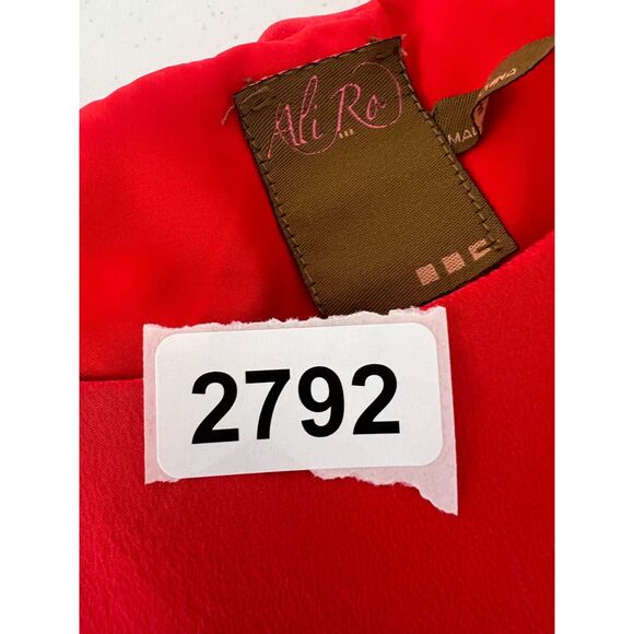 Ali Ro Women's Red Silk Dress Flutter Sleeve Side Zipper Size 6 - Picture 10 of 10
